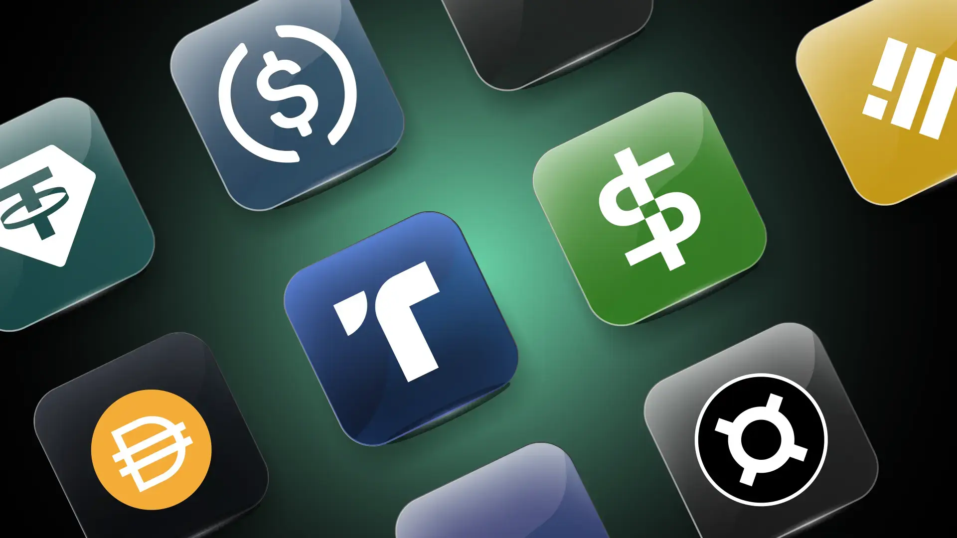 USDT USDC DAI stablecoins icons