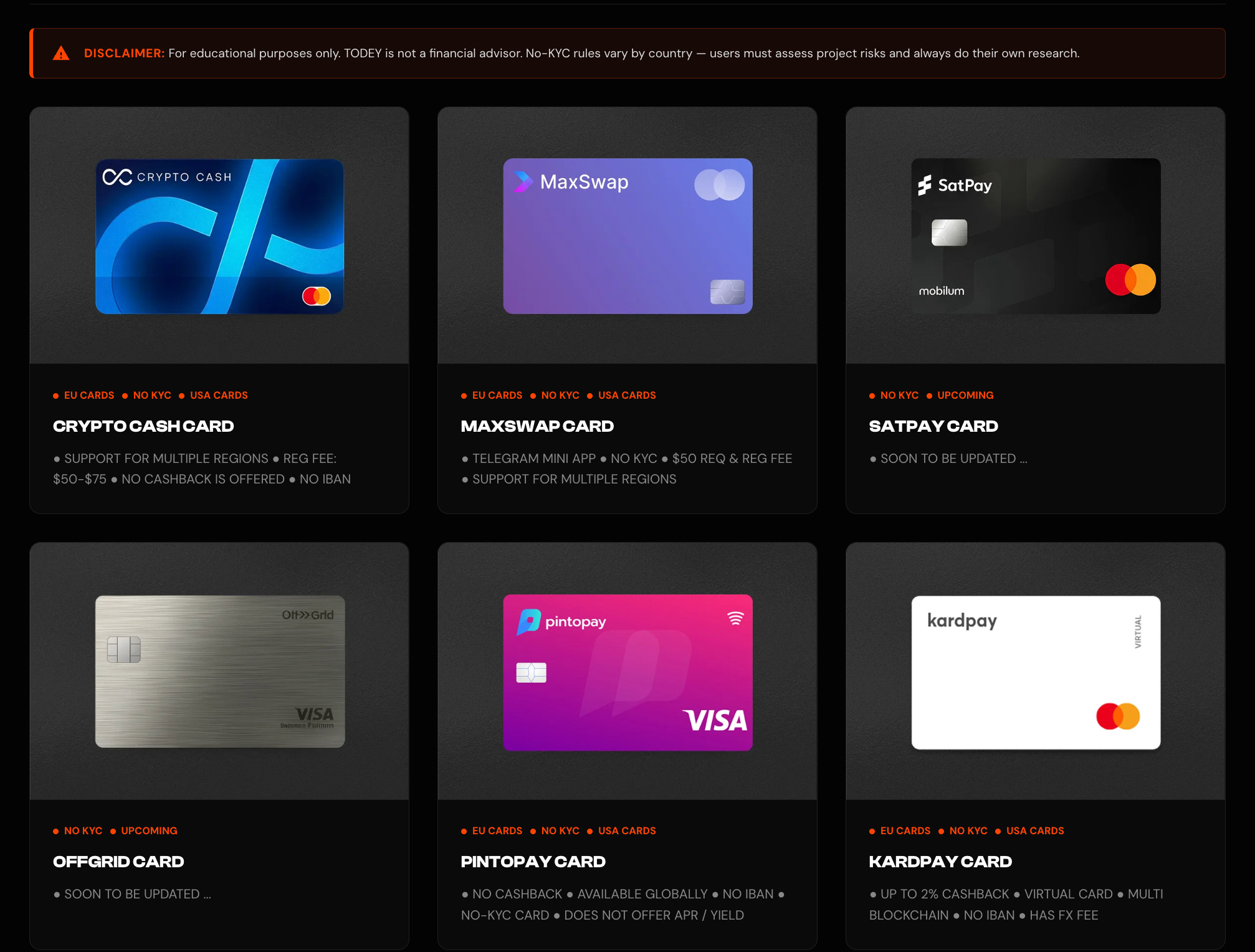 no KYC virtual crypto card