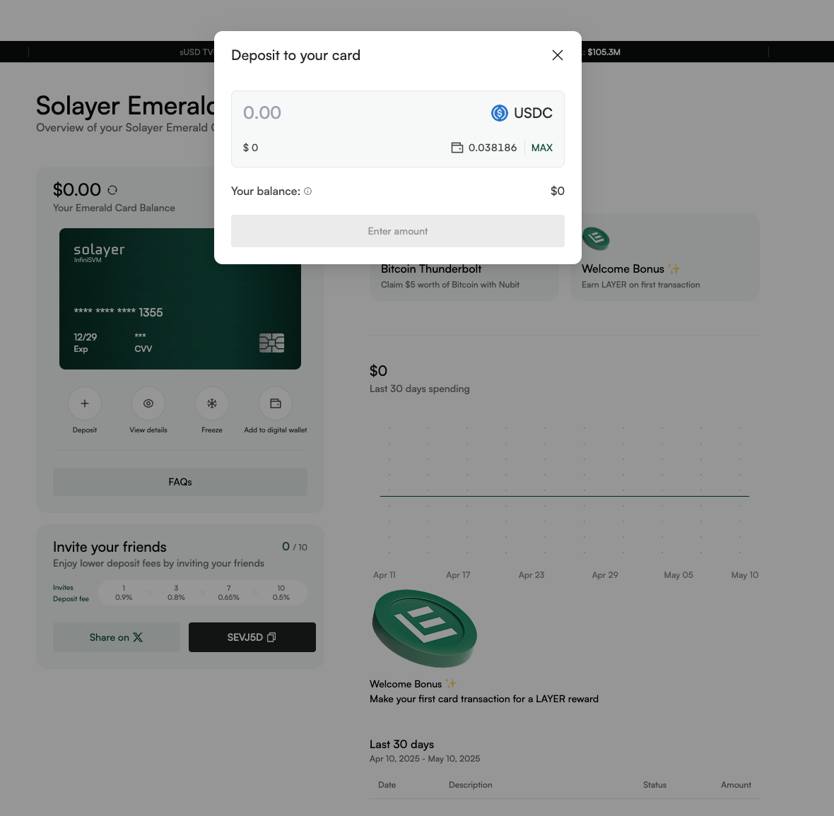 non-custodial crypto debit card interface